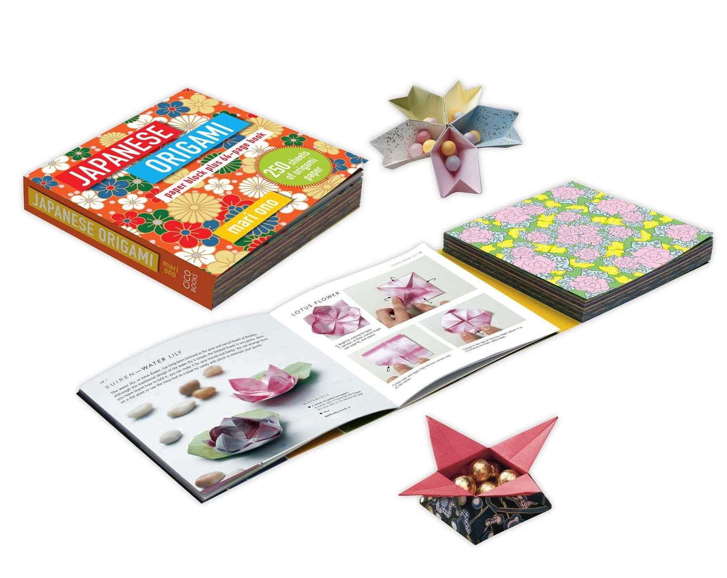 Japanese Origami Paper Block plus Project Book open