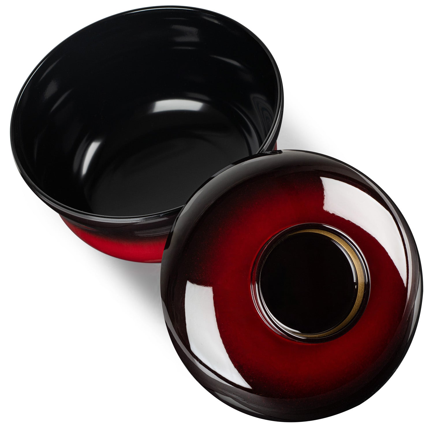 Kasumi Japanese Lacquer Bowl and Lid open