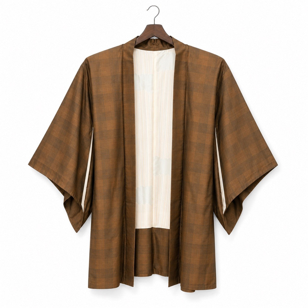 Kohaku Check Vintage Japanese Haori Jacket open