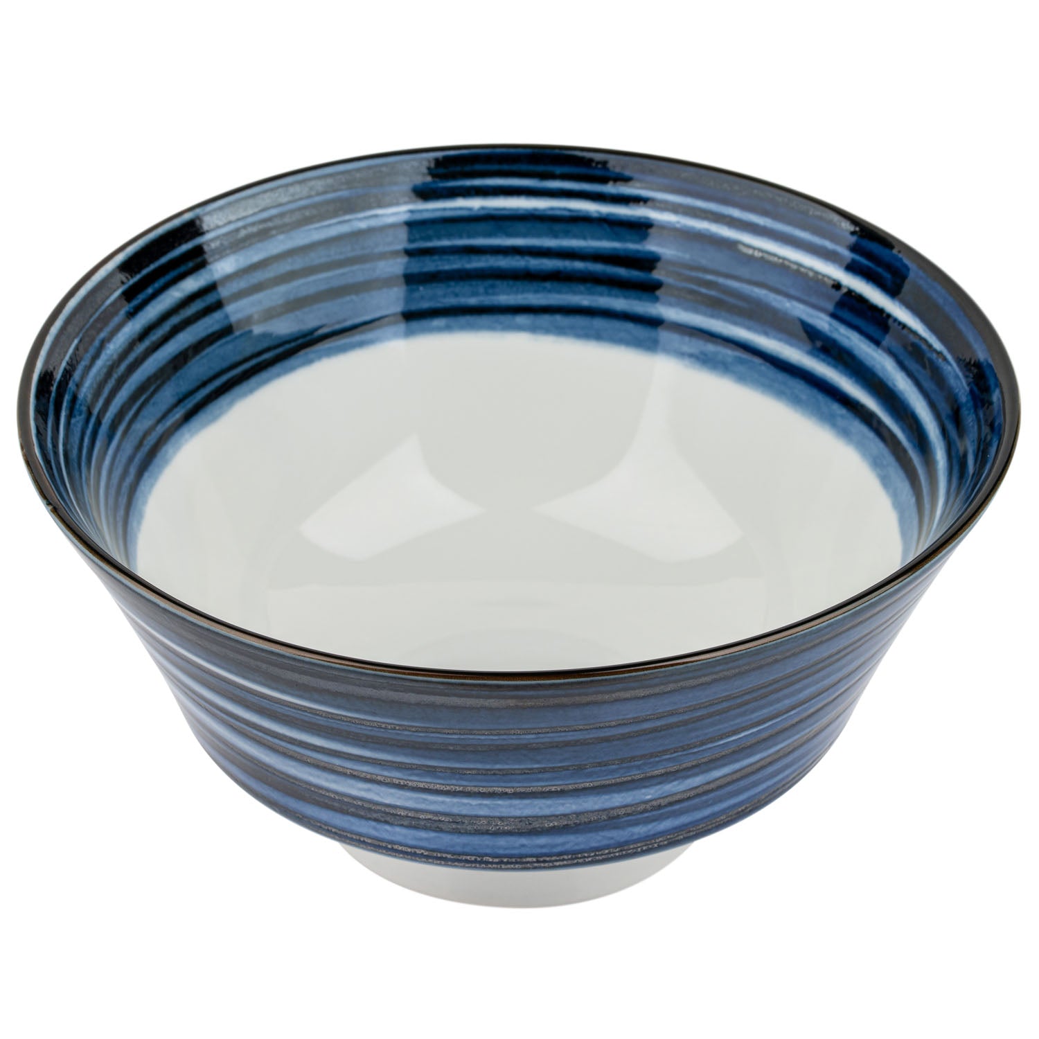 Komasuji Blue Swirl Japanese Ramen Bowl open