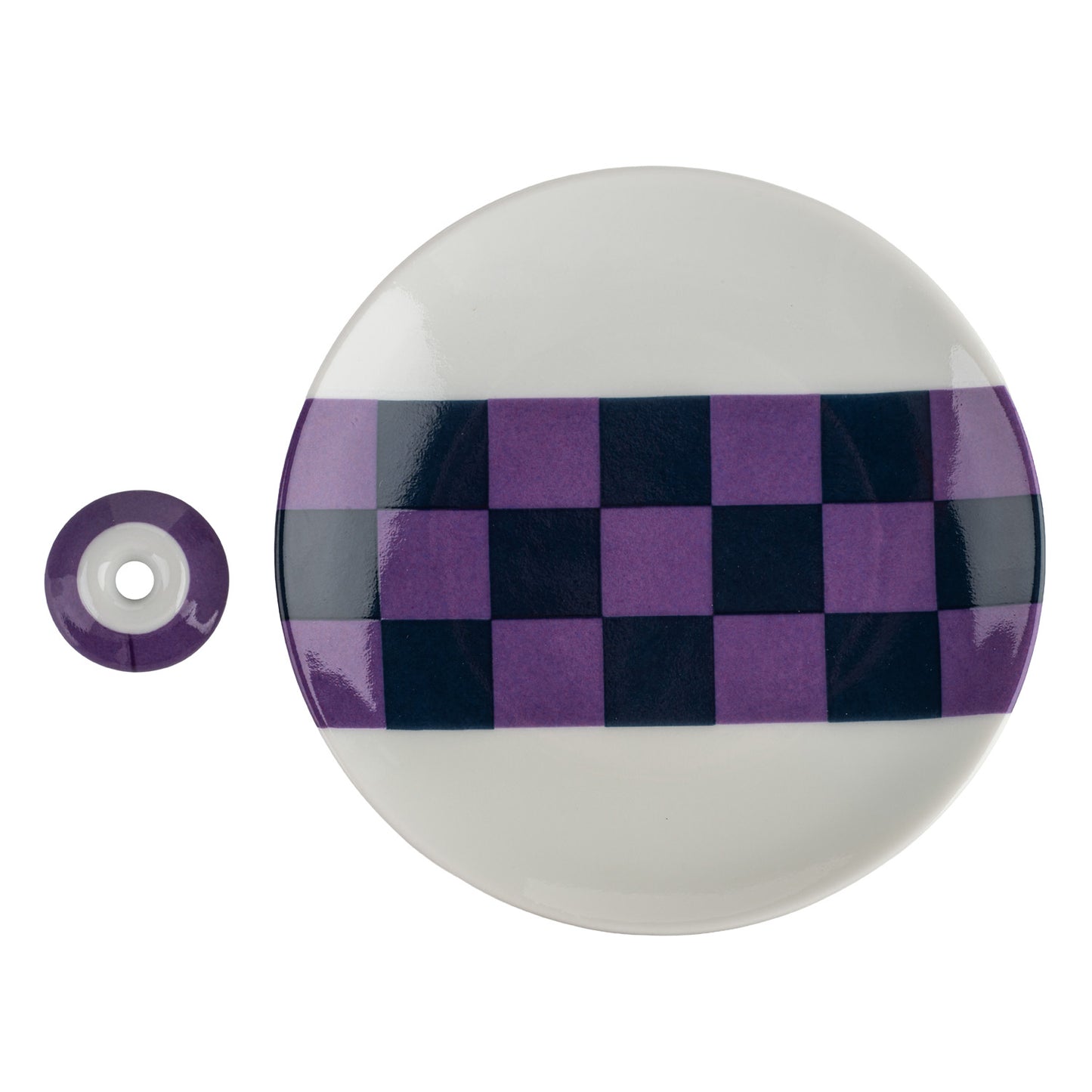 Komon Checkered Japanese Incense Holder Set holder and dish