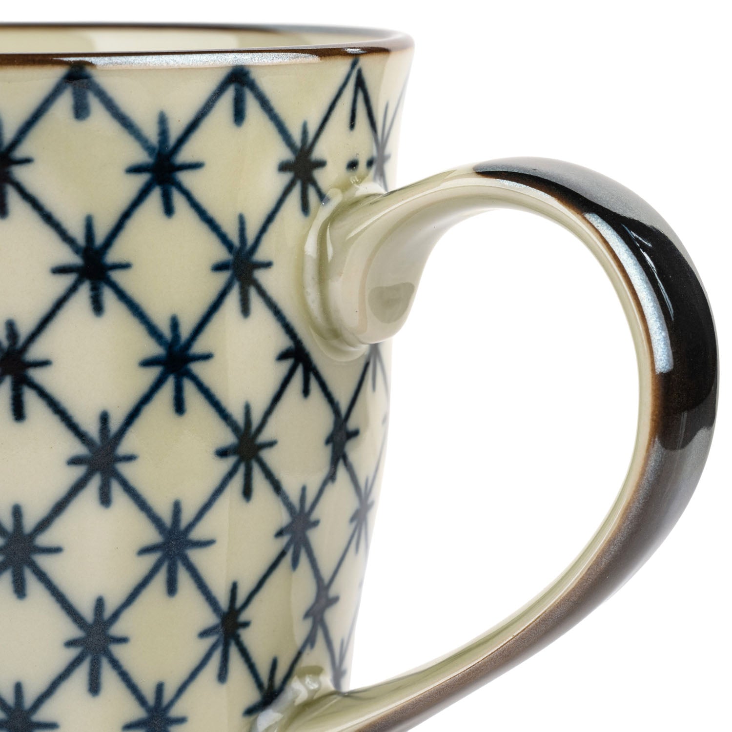 Kozome Jyuji Koushi Ceramic Japanese Mug handle detail