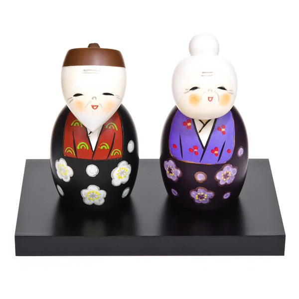 4'' Vintage Japanese Small Lovely Kokeshi Doll Couple outlet with Stand