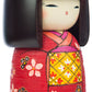 Large Premium Red Floral Japanese Kokeshi Doll