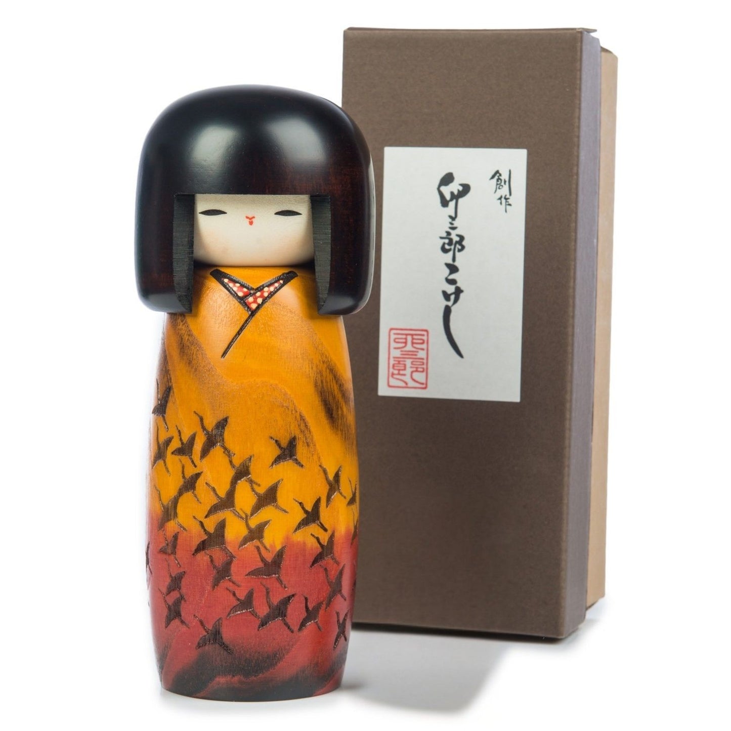 Long Life Flock Of Cranes Japanese Kokeshi Doll