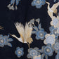 Long Navy Crane Floral Japanese Kimono pattern