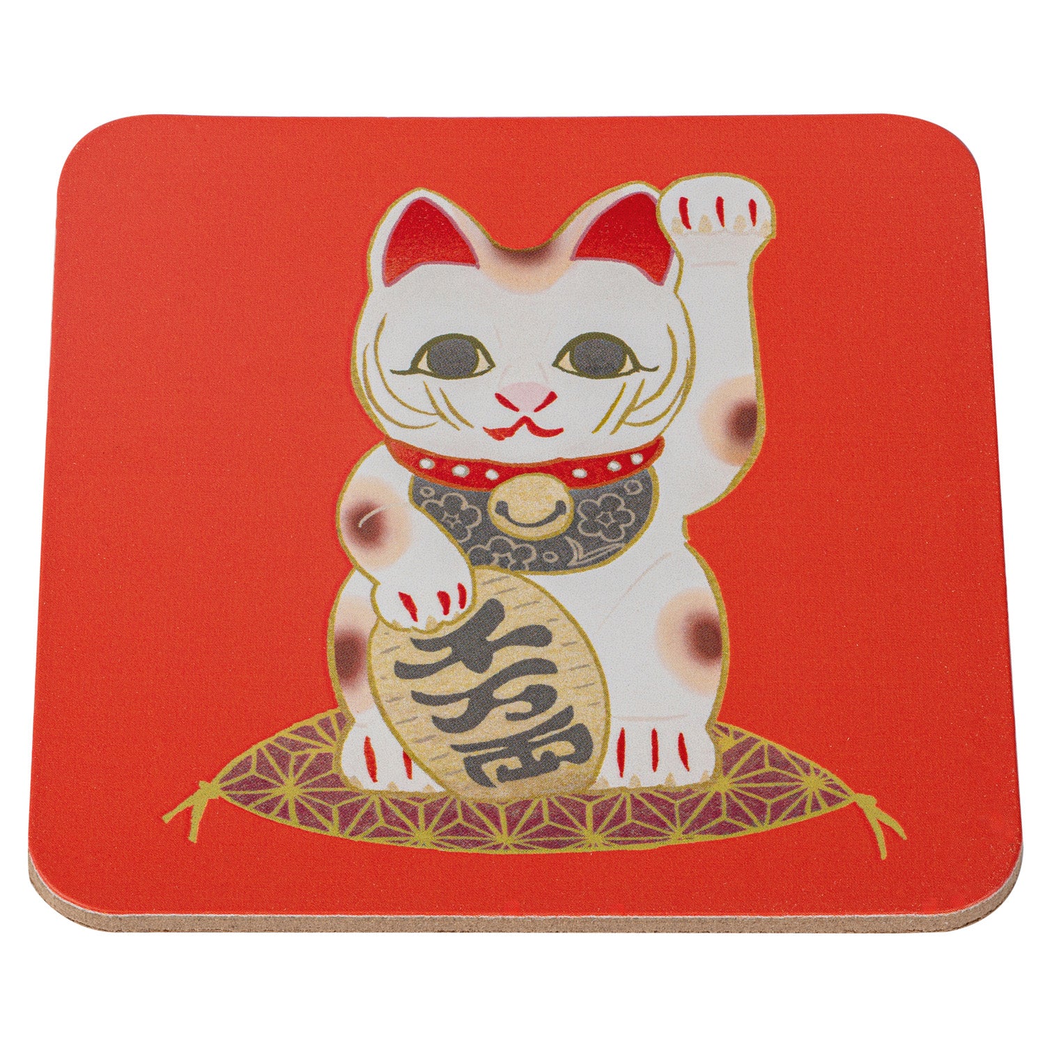 Lucky Cat Cork Japanese Coaster