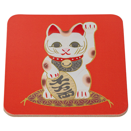 Lucky Cat Cork Japanese Coaster