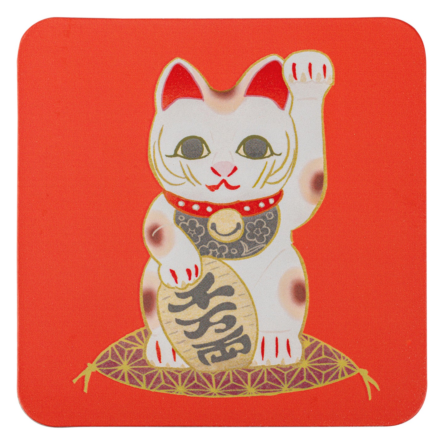 Lucky Cat Cork Japanese Coaster top