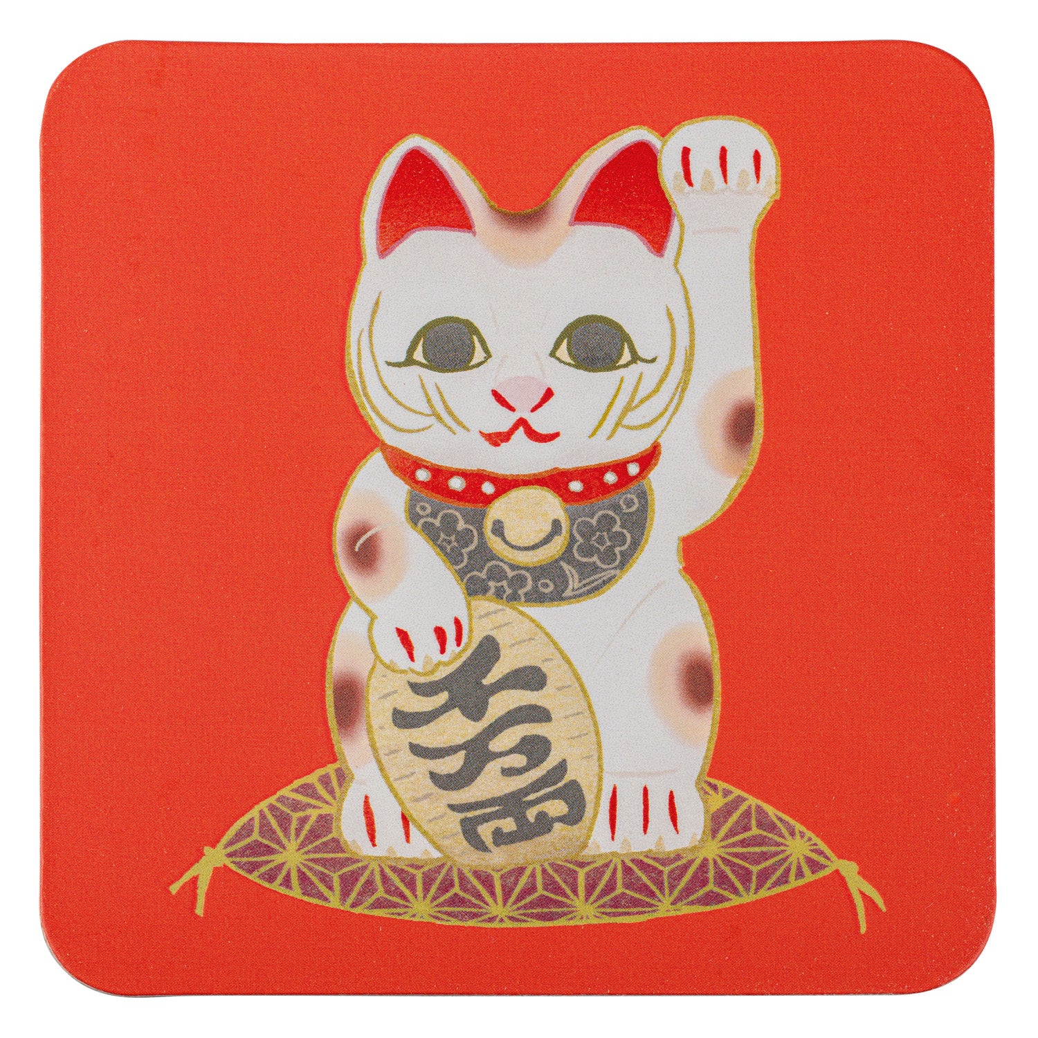 Lucky Cat Cork Japanese Coaster top
