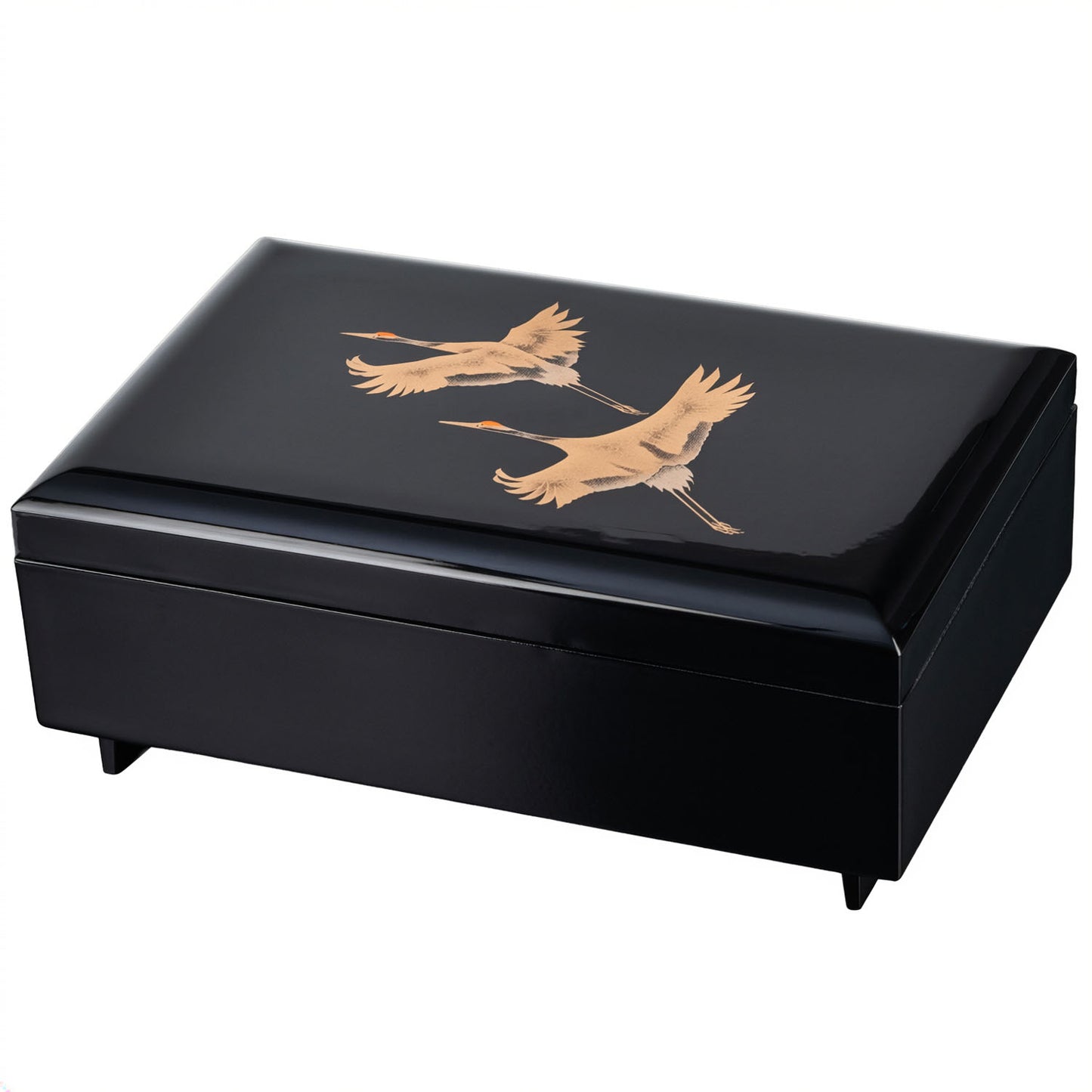 Lucky Crane Japanese Lacquer Musical Jewellery Box