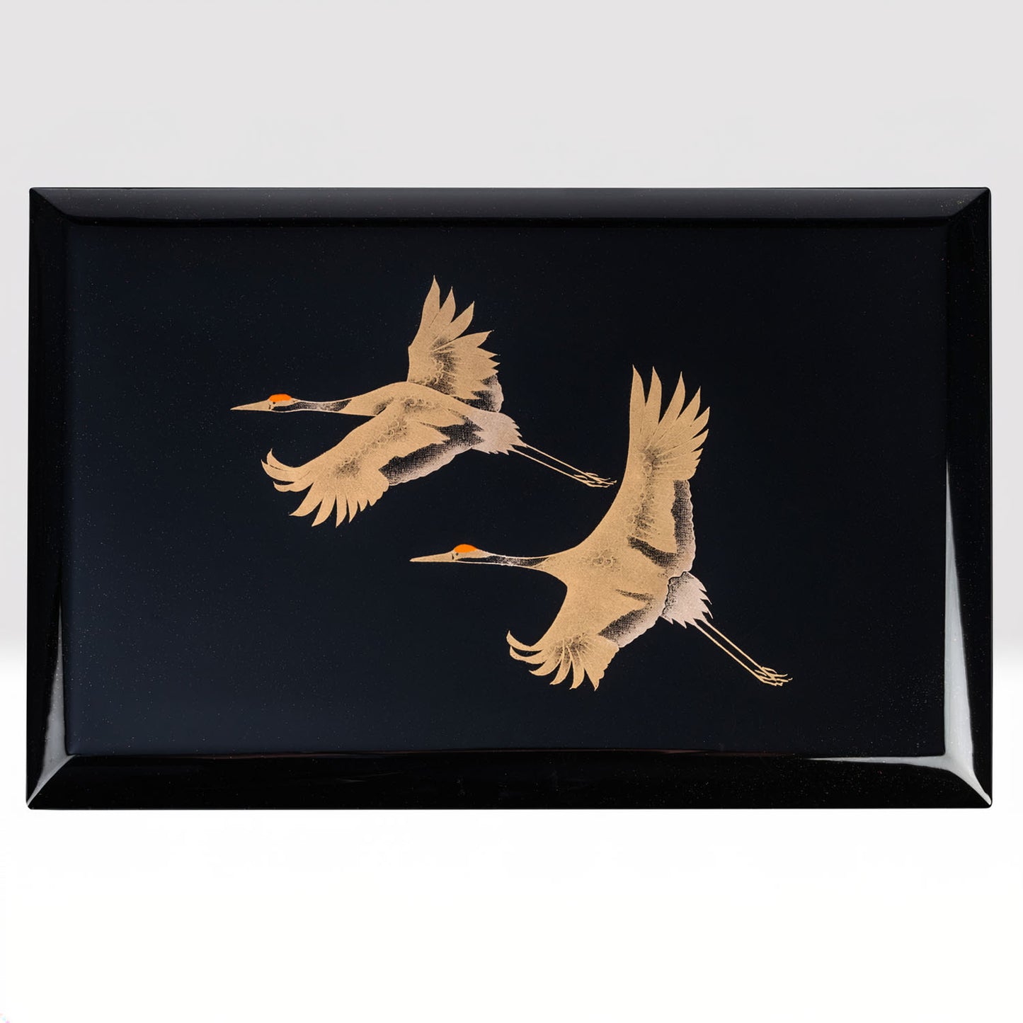 Lucky Crane Japanese Lacquer Musical Jewellery Box top