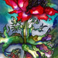 Majestic Anenome Silk Painting Greetings Card detail