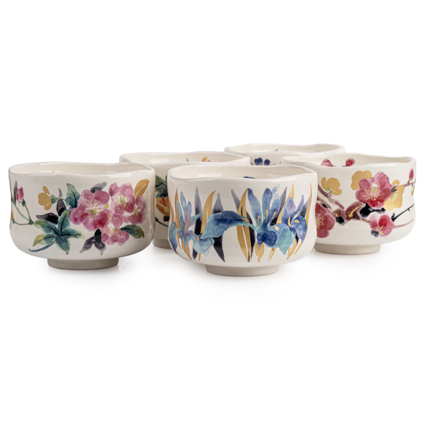 Manyo Flowers Japanese Matcha Cup Gift Set side