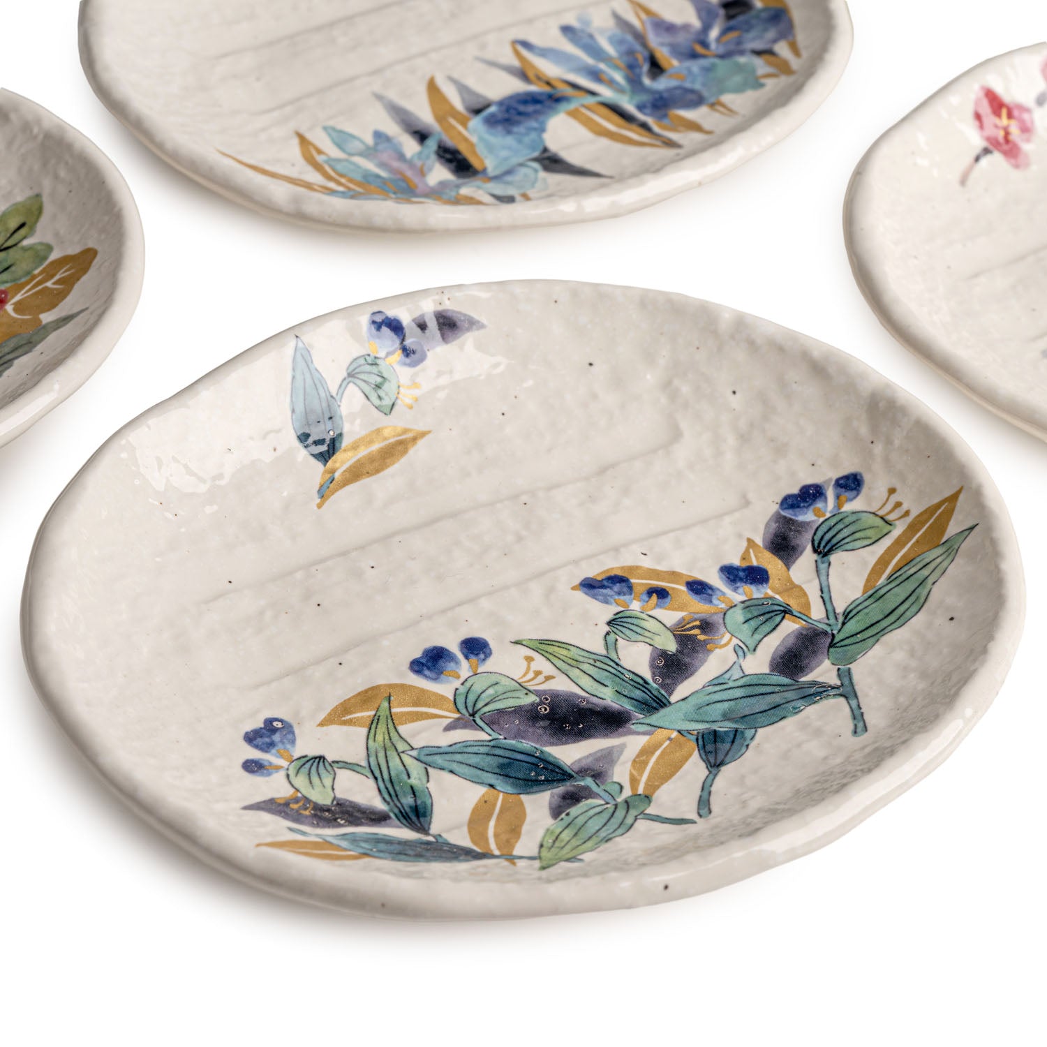 Manyo Flowers Japanese Plate Gift Set detail