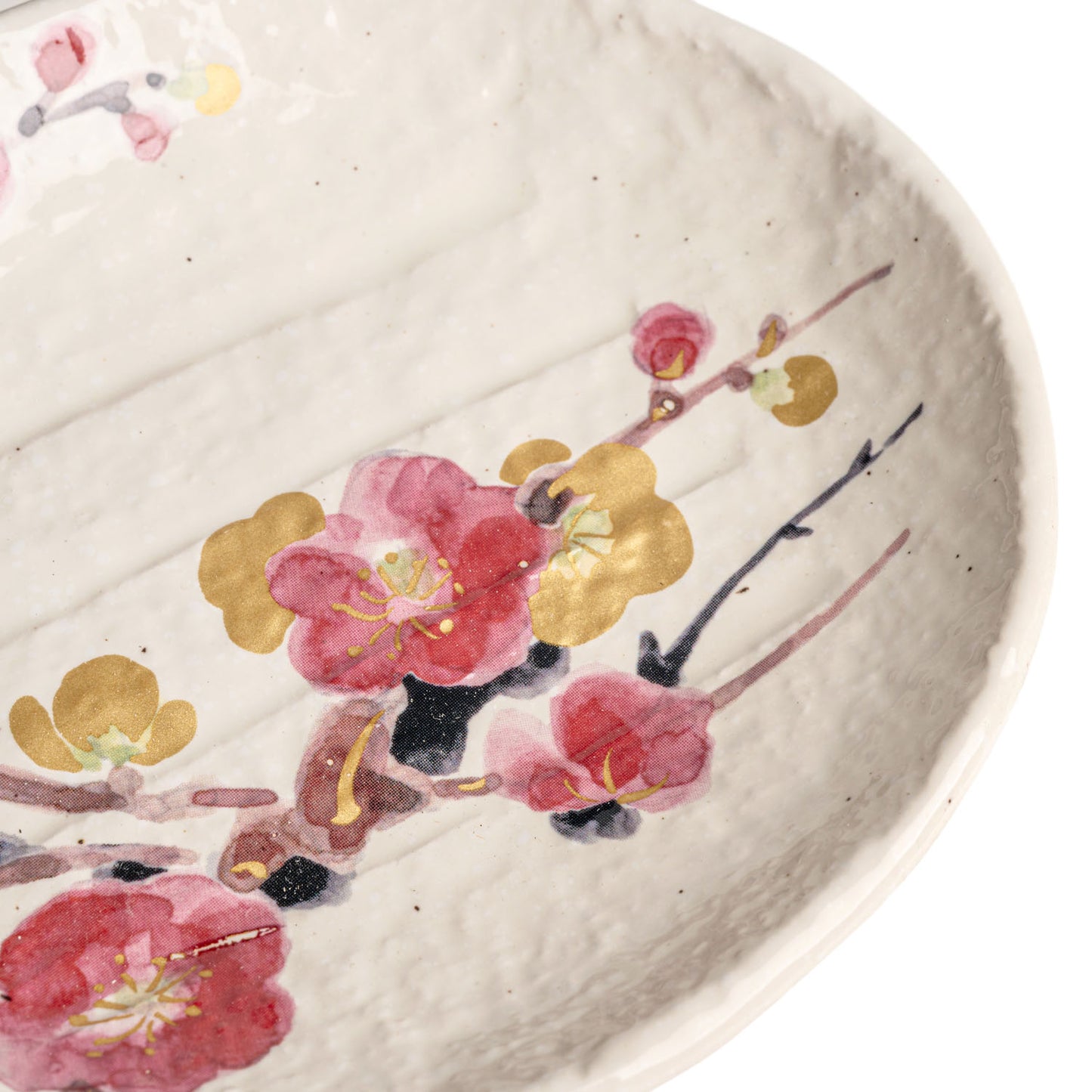 Manyo Flowers Japanese Plate Gift Set detail plum