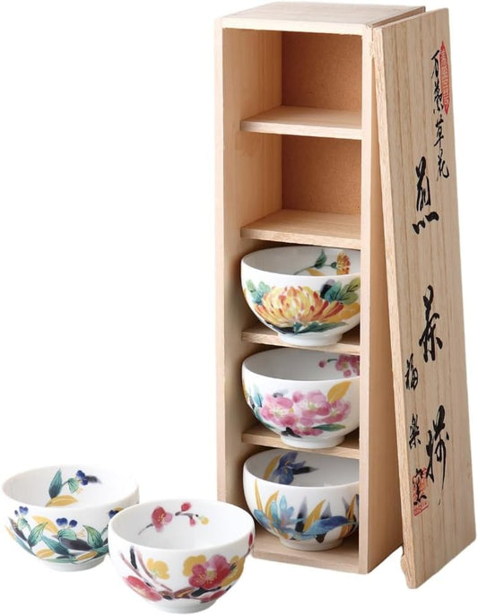 Manyo Flowers Japanese Teacup Gift Set