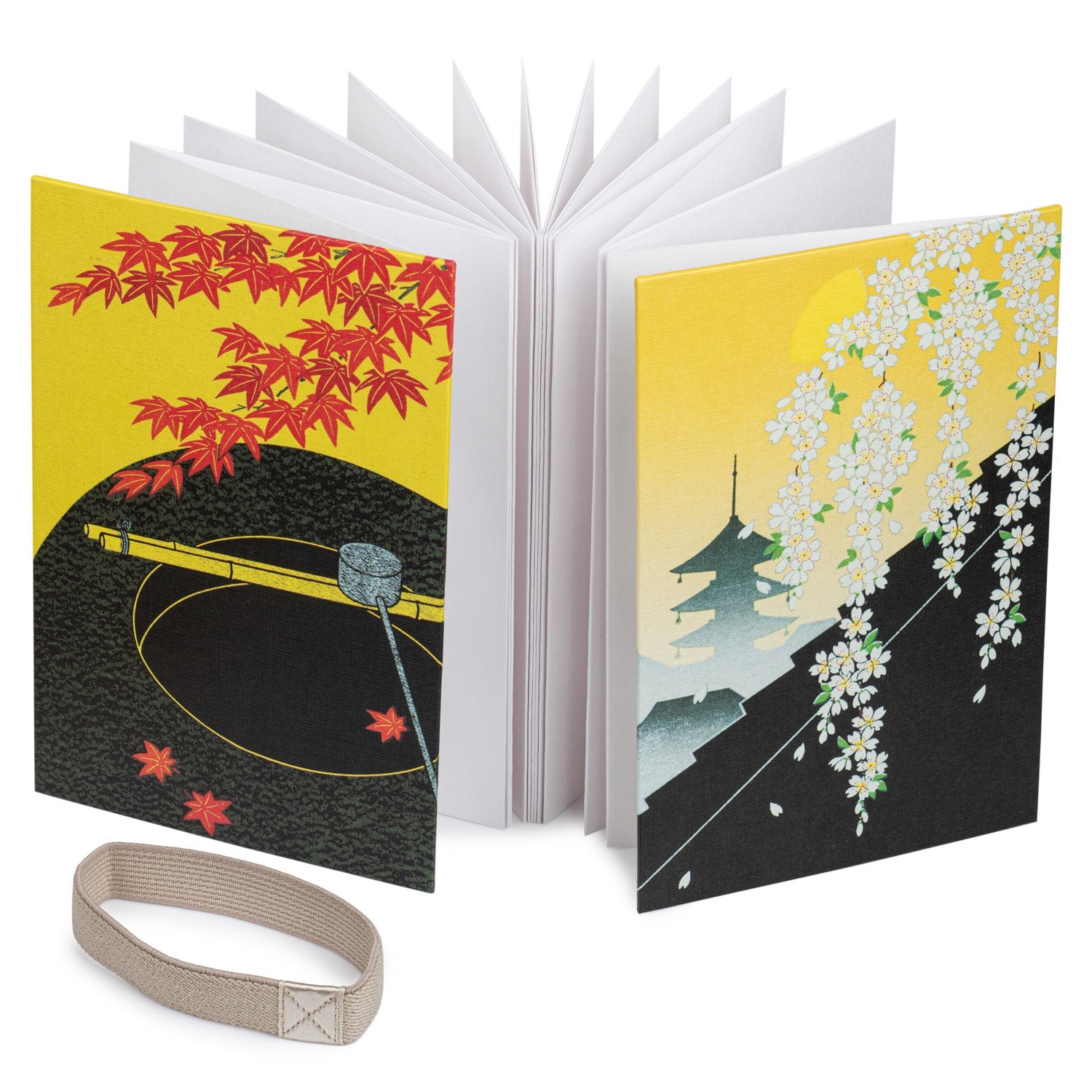 Maple and Cherry Blossom Japanese Stamp Book open