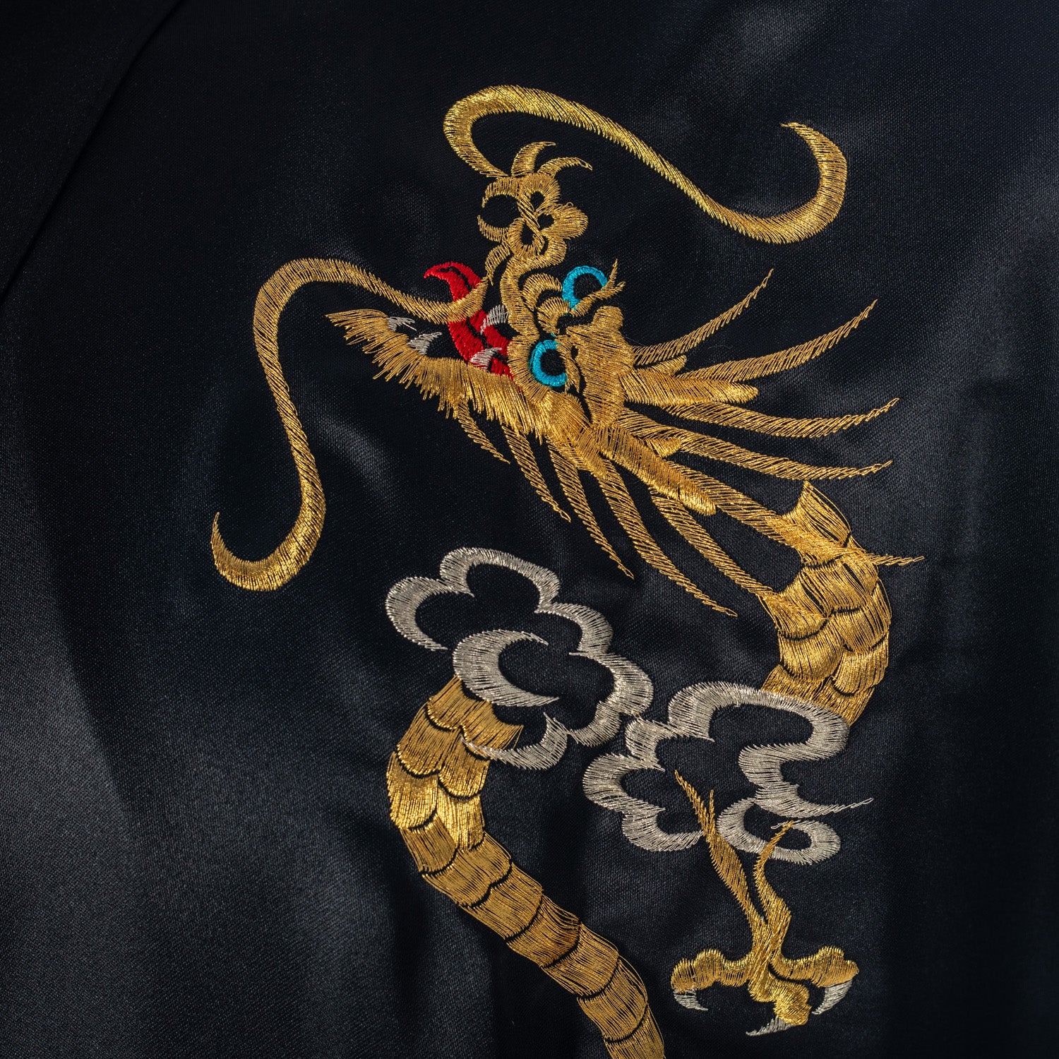 Mens Black with Gold Dragon Japanese Yukata detail