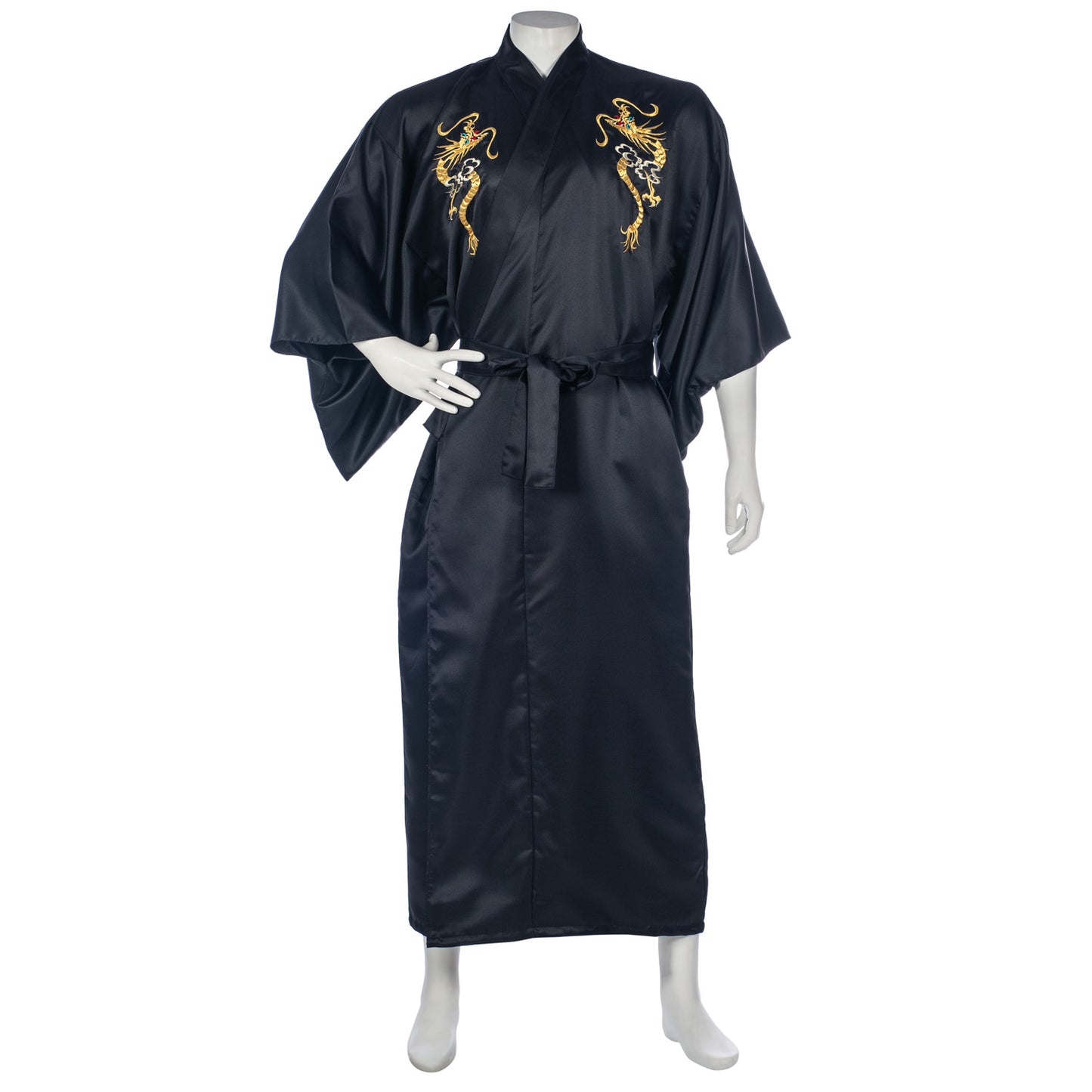 Mens Long Black Dragon Japanese Yukata