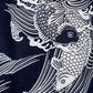 Mens Navy Cotton Koi Carp Japanese Kimono detail