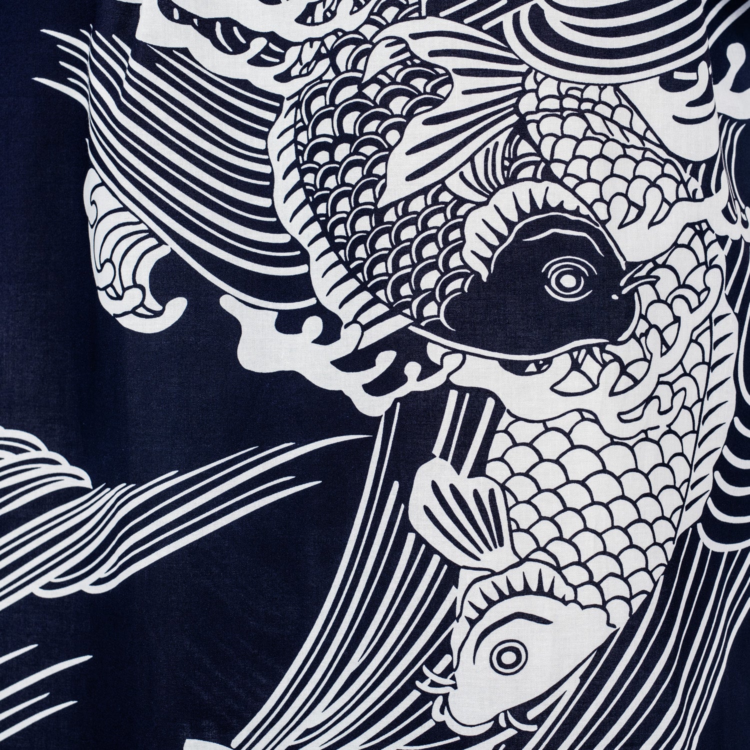 Mens Navy Cotton Koi Carp Japanese Kimono detail