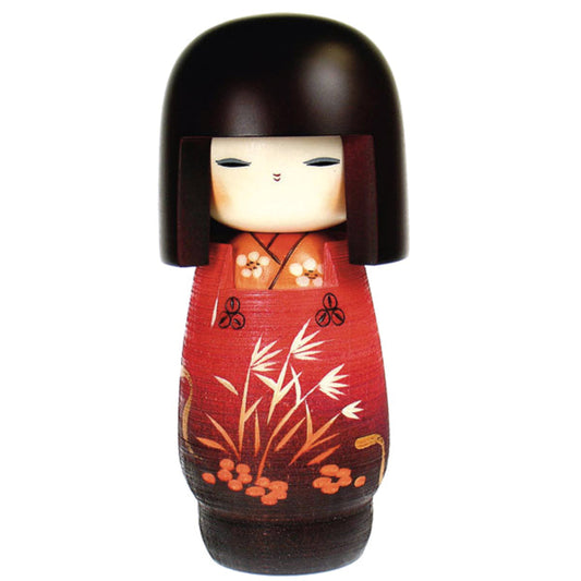 Michiyuki Girl in Red Kimono Japanese Kokeshi Doll