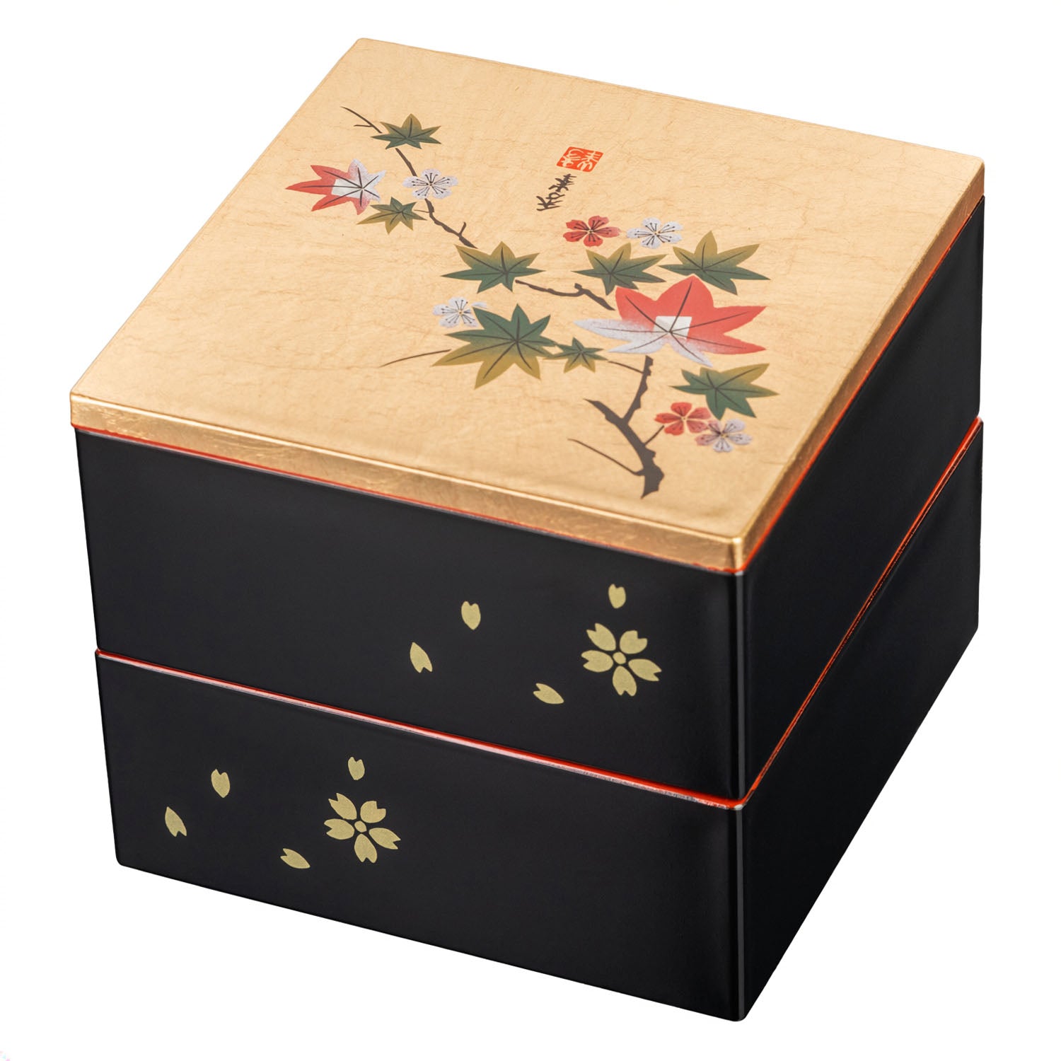 Momiji Small 2 Tier Japanese Lacquer Box