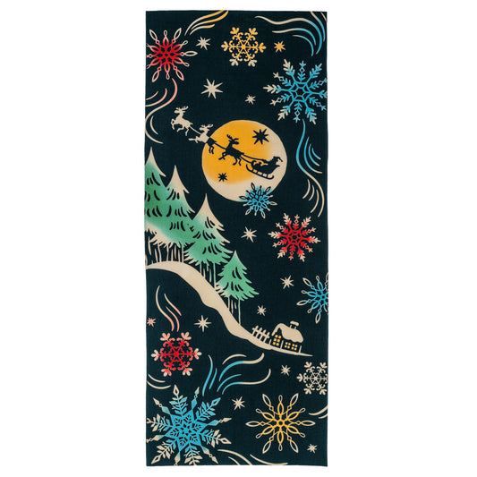 Christmas Merry Go Round Japanese Cotton Tenugui