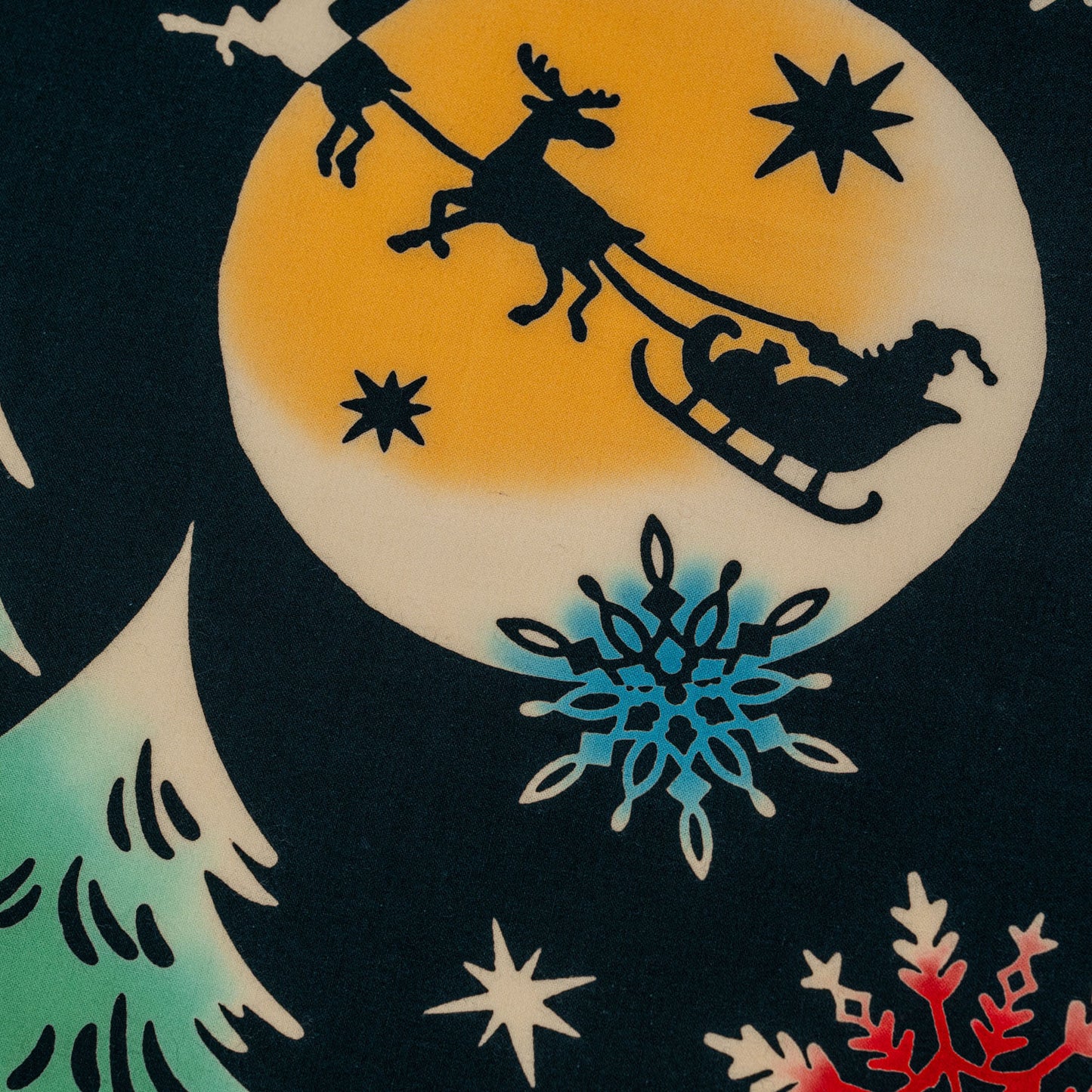 Christmas Merry Go Round Japanese Cotton Tenugui detail