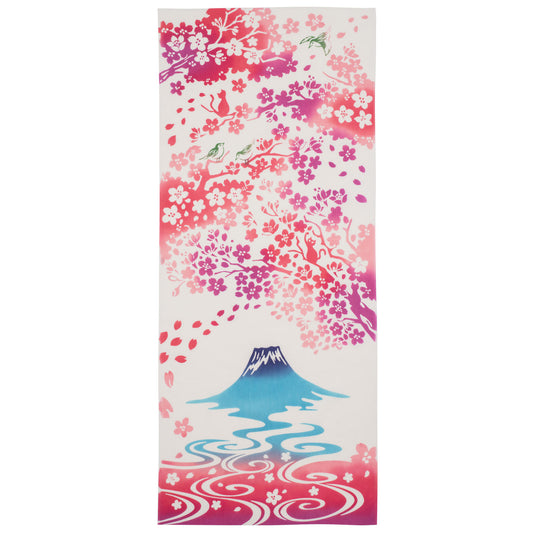 Mount Fuji and Cherry Blossom Japanese Cotton Tenugui