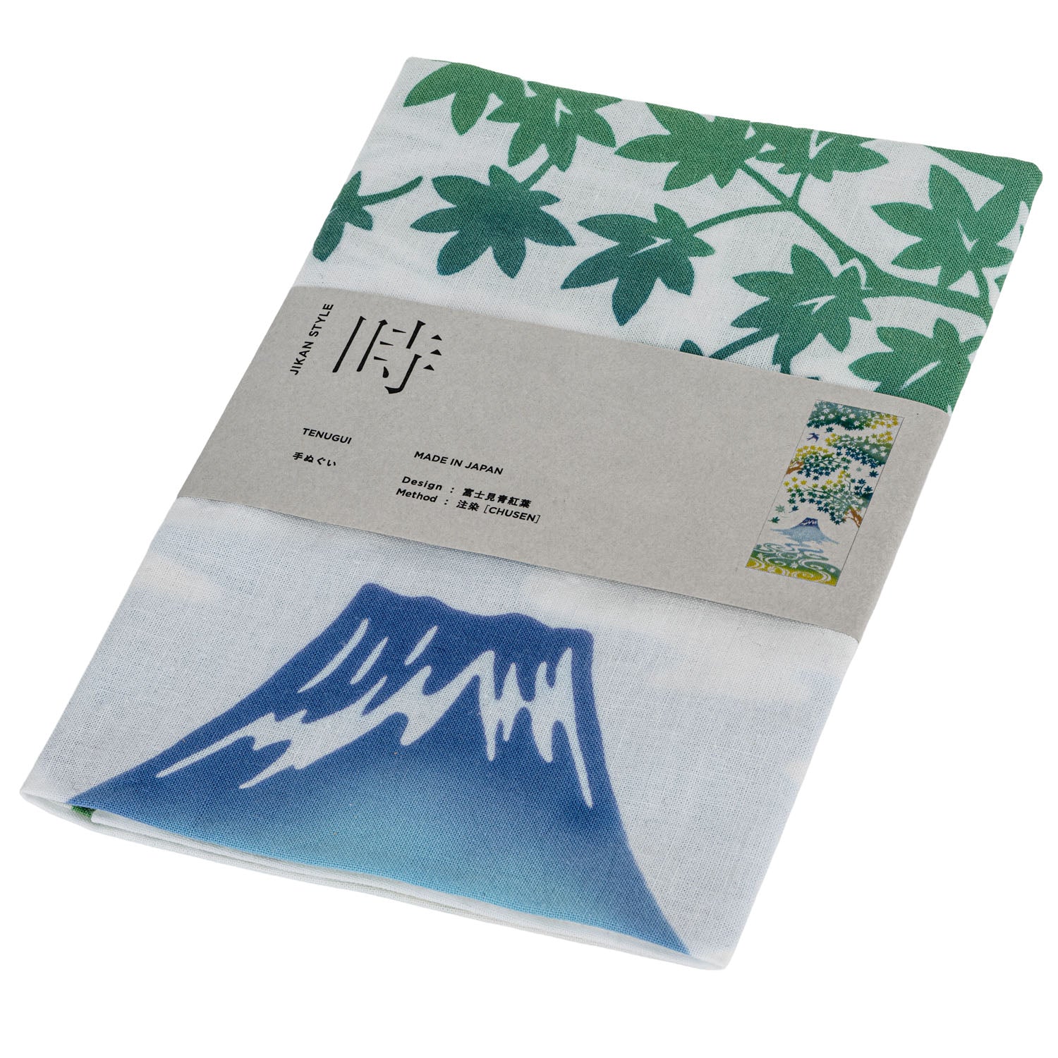 Mount Fuji in Summer Japanese Cotton Tenugui folded