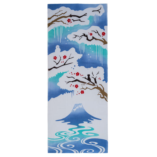Mount Fuji in Winter Japanese Cotton Tenugui