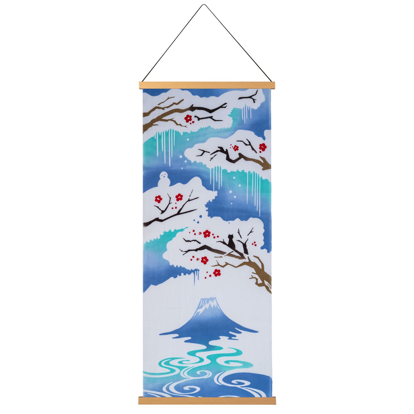 Mount Fuji in Winter Japanese Wall Hanging Set
