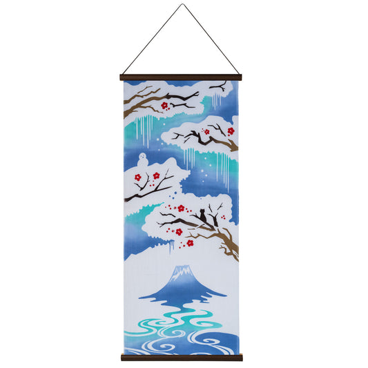 Mount Fuji in Winter Japanese Wall Hanging Set