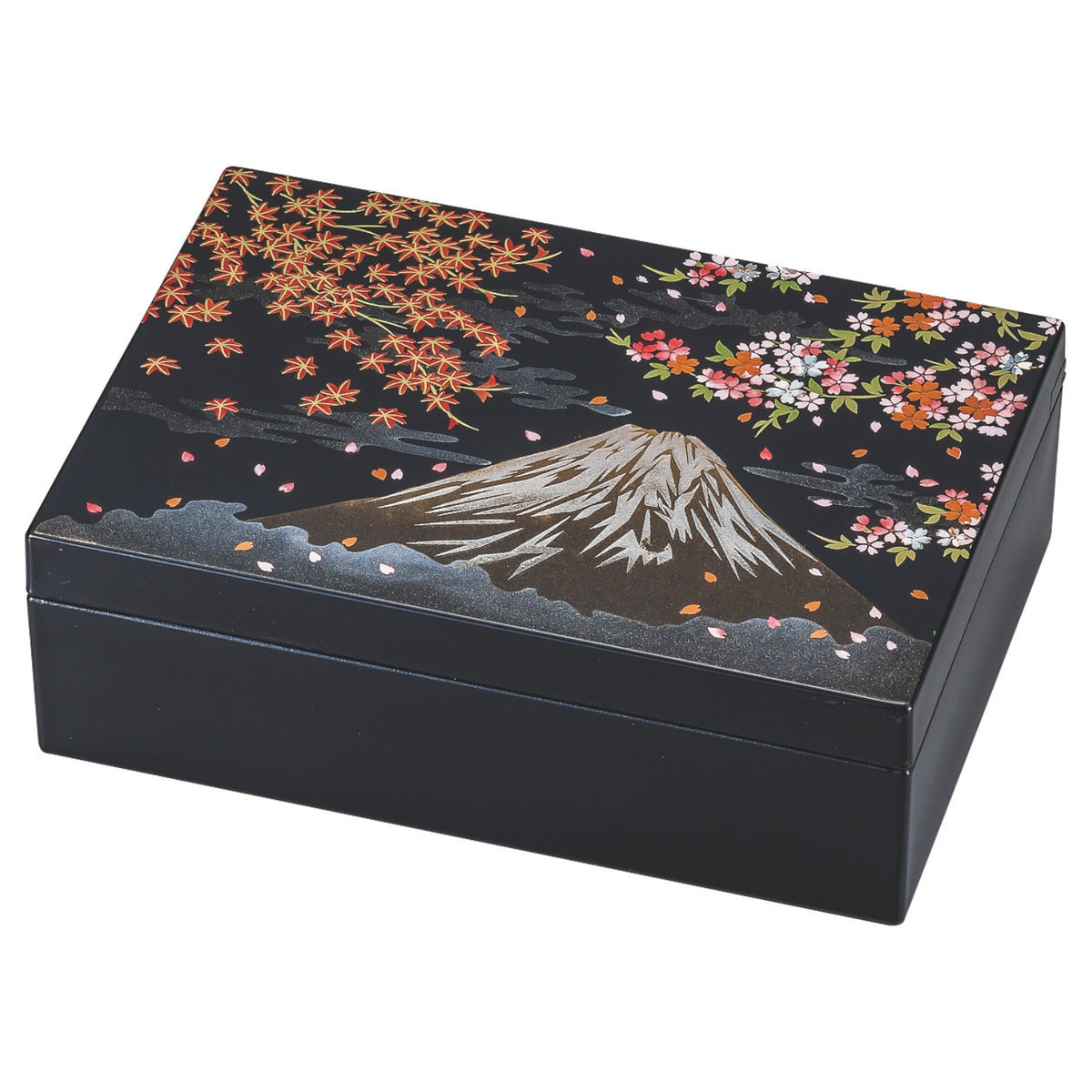 Mt Fuji with Sakura and Momiji Japanese Lacquer Jewellery Box