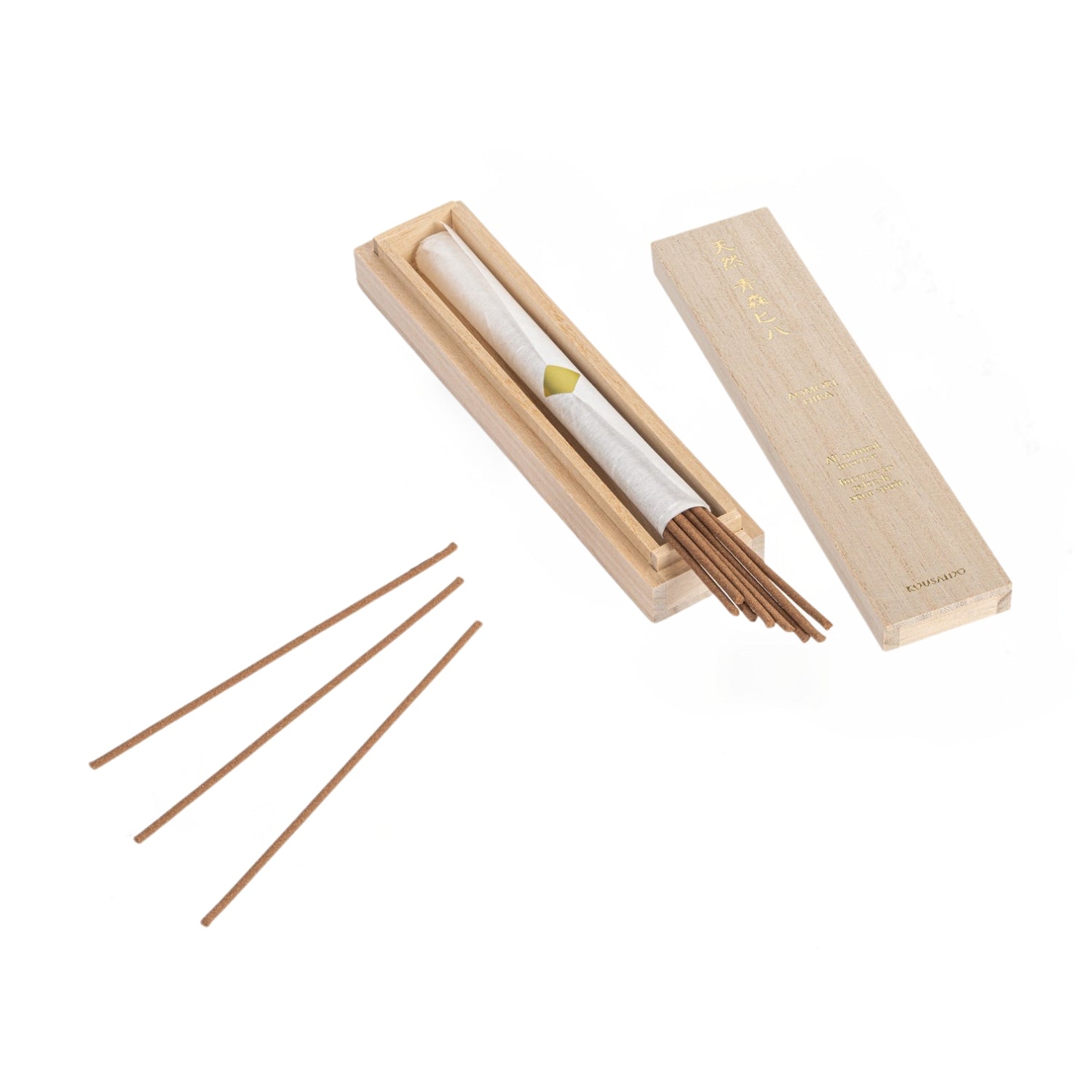 Natural Aomori Hiba Premium Japanese Incense inside