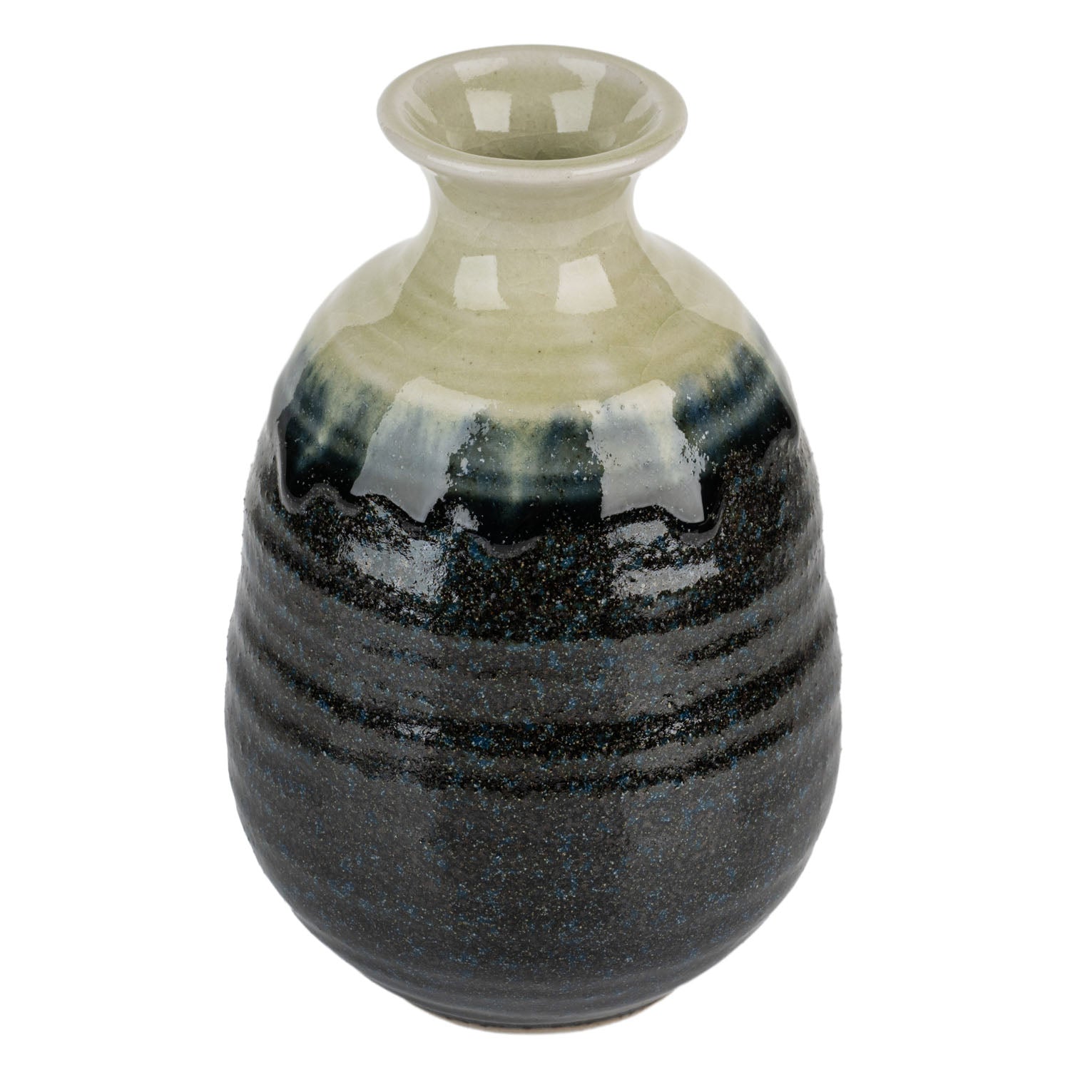 Navy and Sage Japanese Mini Vase