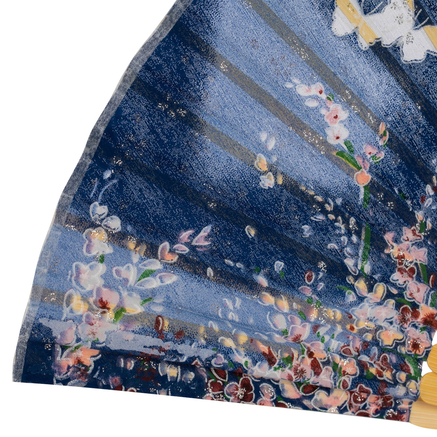 Navy Blue Butterfly Japanese Folding Fan detail