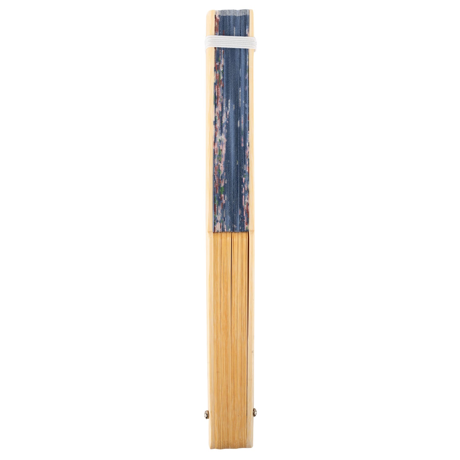 Navy Blue Butterfly Japanese Folding Fan closed