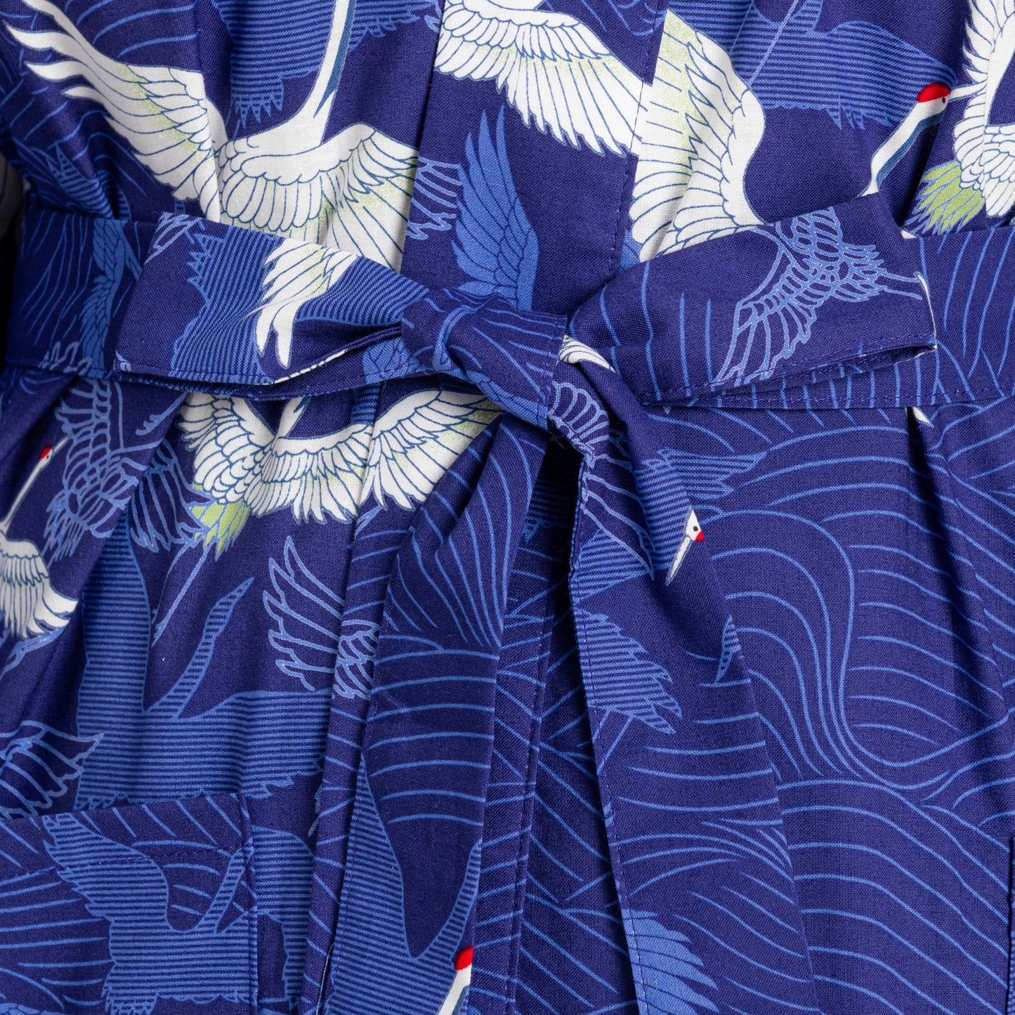 Navy Blue Crane Short Japanese Cotton Kimono