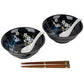 Navy Sakura Japanese Ramen Bowl Set