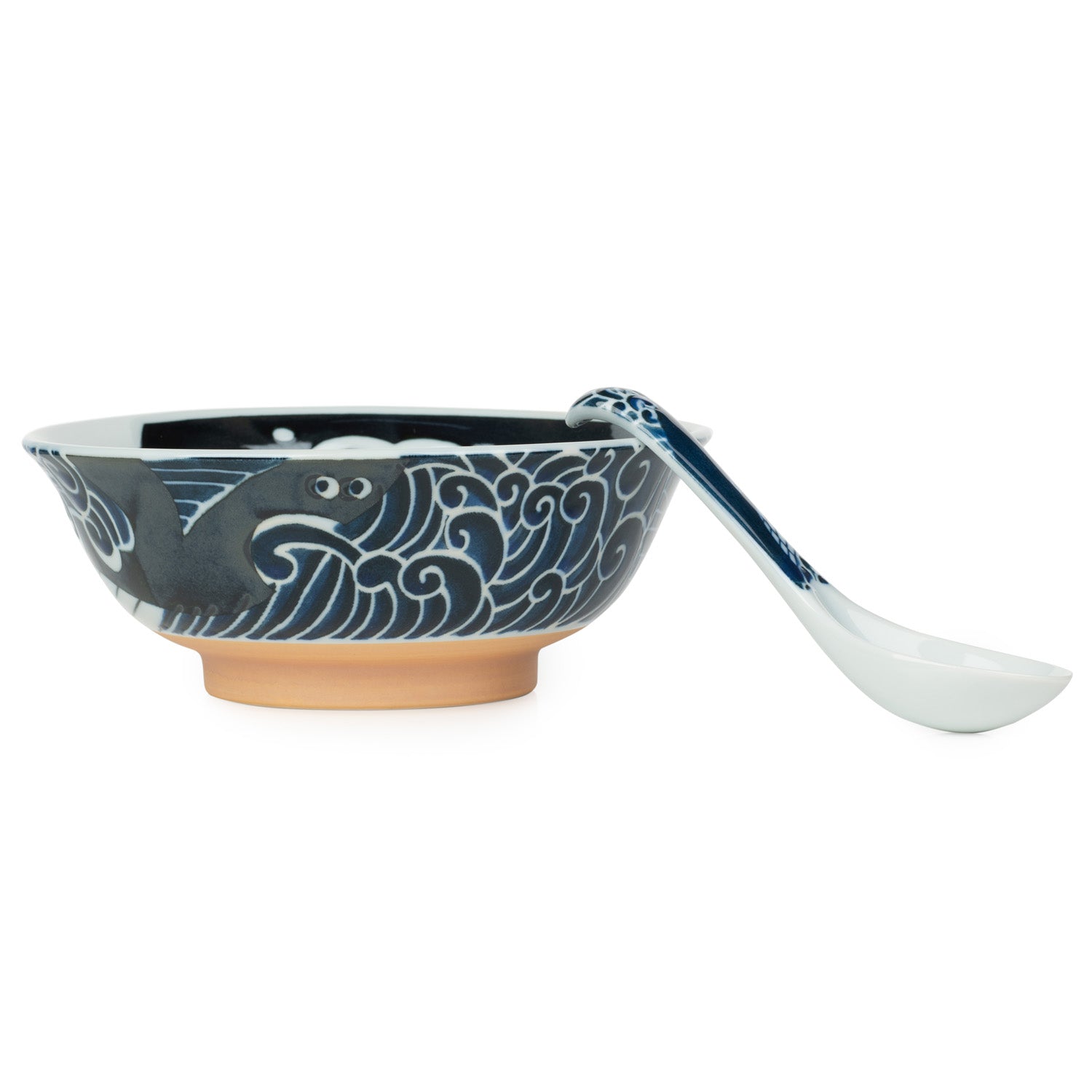 New 6pce Whale Indigo Blue Japanese Ramen Bowl Set side