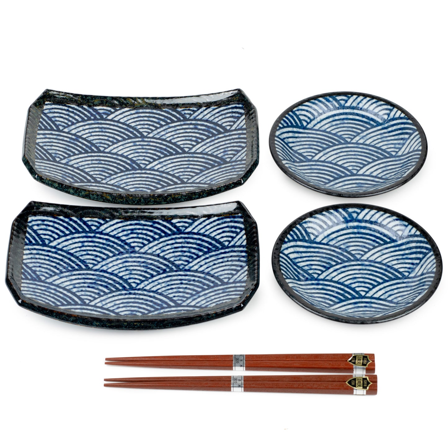 New Seikaha Oblong Japanese Sushi Gift Set