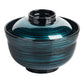 Ocean Blue Japanese Lacquer Donburi Bowl and Lid