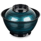 Ocean Blue Japanese Lacquer Large Rice Bowl and Lid