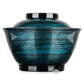 Ocean Blue Japanese Lacquer Large Rice Bowl and Lid side