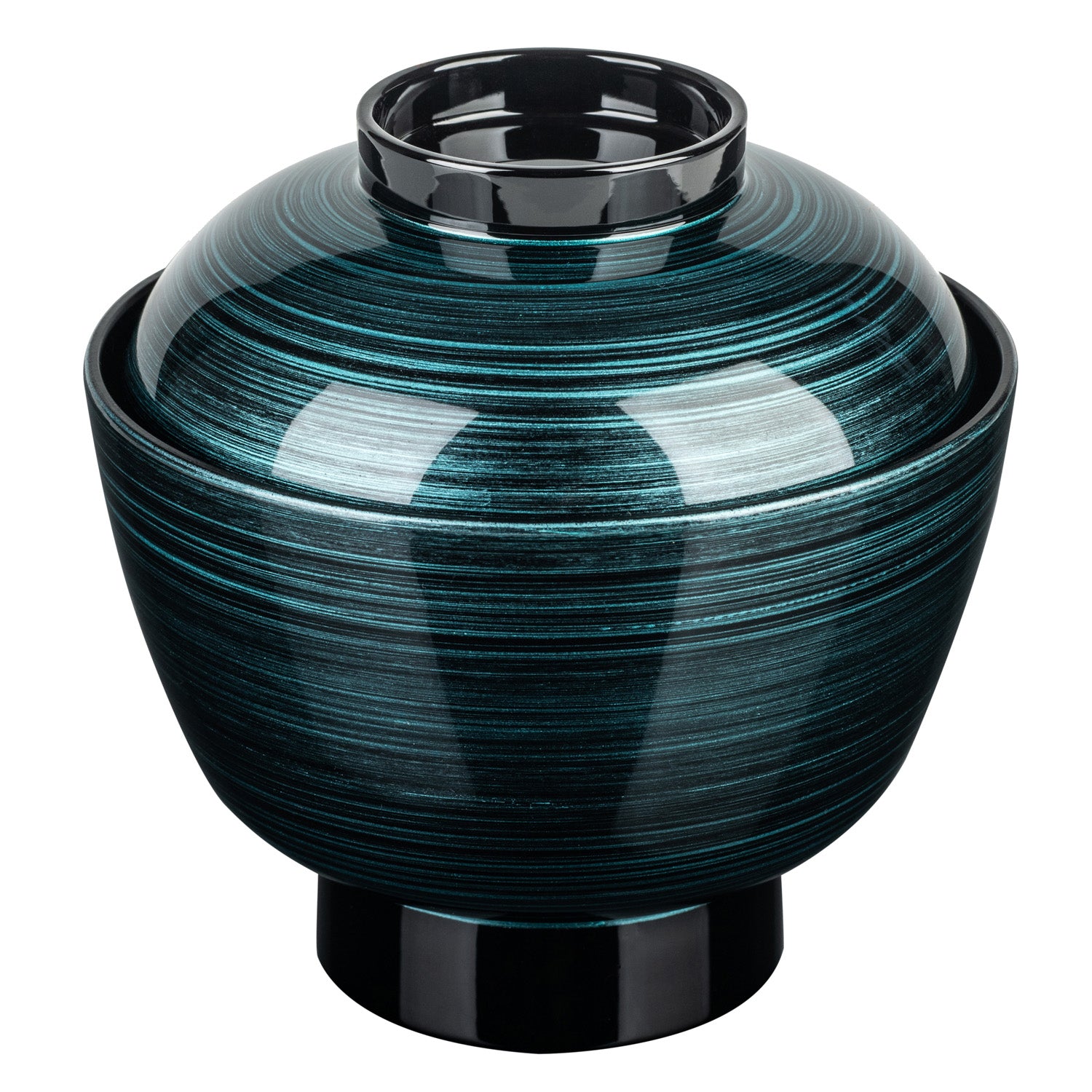 Ocean Blue Japanese Lacquer Soup Bowl and Lid