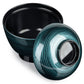 Ocean Blue Japanese Lacquer Soup Bowl and Lid open