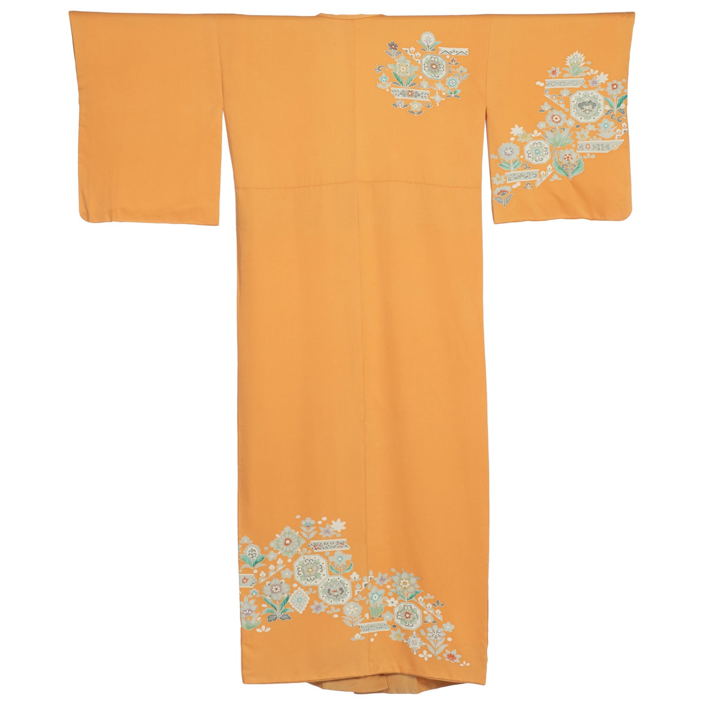 Okayama Vintage Japanese Silk Kimono back and sleeve